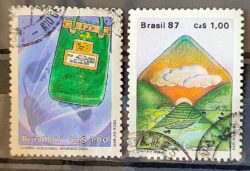 C 1545 Selo Servico Postal Malote Carta 1987 Serie Completa Circulado 5