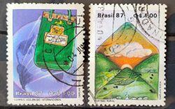 C 1545 Selo Servico Postal Malote Carta 1987 Serie Completa Circulado 6