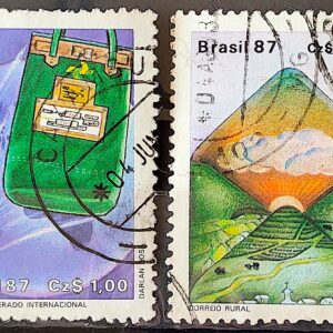 C 1545 Selo Servico Postal Malote Carta 1987 Serie Completa Circulado 6