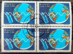 C 1547 Selo Telecom Telecomunicacao Comunicacao Mapa Satelite 1987 Quadra CBC Brasilia