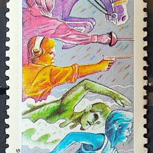 C 1548 Selo Jogos Panamericanos Estados Unidos Cavalo Natacao 1987 Circulado 2