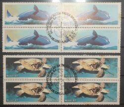 C 1549 Selo Fauna Brasileira Tartaruga Baleia 1987 Quadra CBC BA Serie Completa