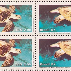 C 1549 Selo Fauna Brasileira Tartaruga Baleia 1987 Quadra Serie Completa