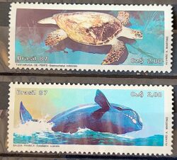 C 1549 Selo Fauna Brasileira Tartaruga Baleia 1987 Serie Completa