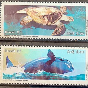 C 1549 Selo Fauna Brasileira Tartaruga Baleia 1987 Serie Completa