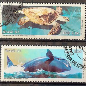 C 1549 Selo Fauna Brasileira Tartaruga Baleia 1987 Serie Completa Circulado 1