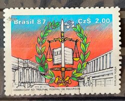 C 1551 Selo Tribunal Federal de Recursos Direito Justiça 1987 Circulado 3