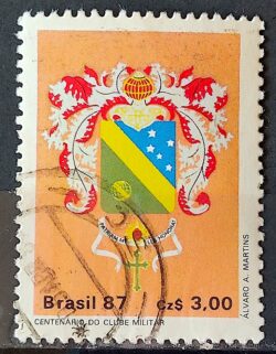 C 1552 Selo 100 Anos do Clube Militar Brasao 1987 Circulado 1