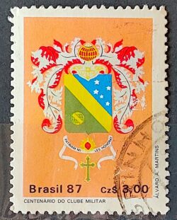 C 1552 Selo 100 Anos do Clube Militar Brasao 1987 Circulado 4
