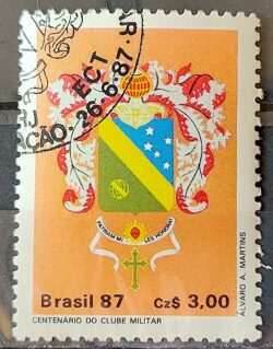 C 1552 Selo 100 Anos do Clube Militar Brasao 1987 Circulado 5