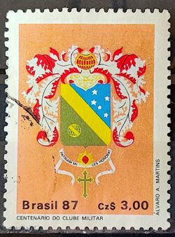 C 1552 Selo 100 Anos do Clube Militar Brasao 1987 Circulado 6