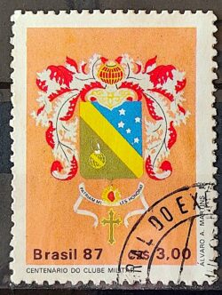 C 1552 Selo 100 Anos do Clube Militar Brasao 1987 Circulado 7