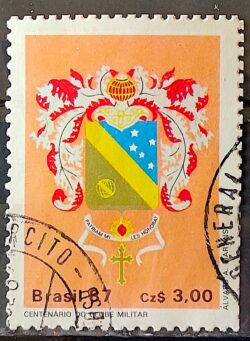 C 1552 Selo 100 Anos do Clube Militar Brasao 1987 Circulado 8