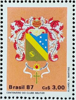 C 1552 Selo 100 Anos do Clube Militar Brasao 1987 Quadra 2