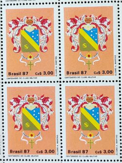 C 1552 Selo 100 Anos do Clube Militar Brasao 1987 Quadra