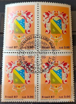 C 1552 Selo 100 Anos do Clube Militar Brasao 1987 Quadra CBC RJ 2