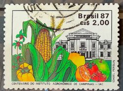C 1553 Selo 100 Anos Instituto Agronomico de Campinas Educacao Milho 1987 Circulado 3