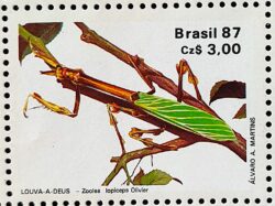 C 1554 Selo 50 Anos Sociedade Brasileira de Entomologia Inseto Louva a Deus 1987 2
