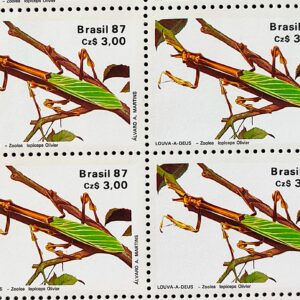 C 1554 Selo 50 Anos Sociedade Brasileira de Entomologia Inseto Louva a Deus 1987 Quadra