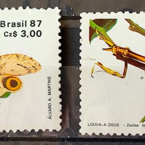 C 1554 Selo 50 Anos Sociedade Brasileira de Entomologia Inseto Louva a Deus Borboleta 1987 Serie Completa