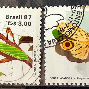 C 1554 Selo 50 Anos Sociedade Brasileira de Entomologia Inseto Louva a Deus Borboleta 1987 Serie Completa Circulado 1