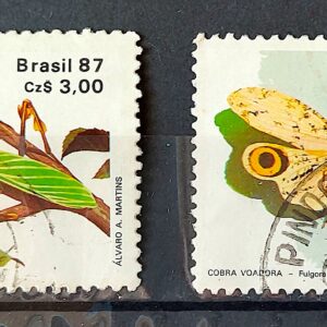 C 1554 Selo 50 Anos Sociedade Brasileira de Entomologia Inseto Louva a Deus Borboleta 1987 Serie Completa Circulado 3