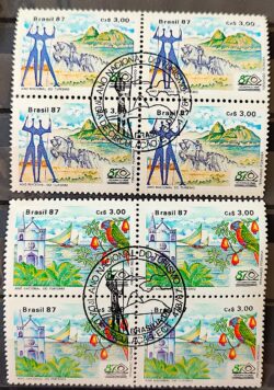 C 1556 Selo Turismo Brasilia Rio de Janeiro Bahia Ceara 1987 Quadra CBC BSB Serie Completa