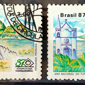 C 1556 Selo Turismo Brasilia Rio de Janeiro Bahia Ceara 1987 Serie Completa Circulado 1