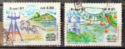 C 1556 Selo Turismo Brasilia Rio de Janeiro Bahia Ceara 1987 Serie Completa Circulado 3