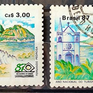 C 1556 Selo Turismo Brasilia Rio de Janeiro Bahia Ceara 1987 Serie Completa Circulado 3