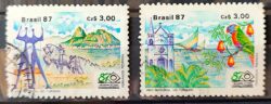 C 1556 Selo Turismo Brasilia Rio de Janeiro Bahia Ceara 1987 Serie Completa Circulado 4