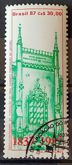 C 1558 Selo 150 Anos Real Gabinete de Leitura Portugal 1987 Circulado 3