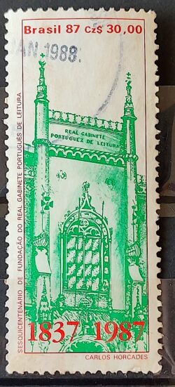 C 1558 Selo 150 Anos Real Gabinete de Leitura Portugal 1987 Circulado 4