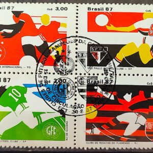 C 1559 Selo Clubes de Futebol Internacional Sao Paulo Guarani Flamengo 1987 Serie Completa CBC SP