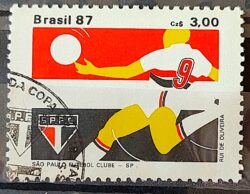 C 1560 Selo Clubes de Futebol Sao Paulo 1987 Circulado 1