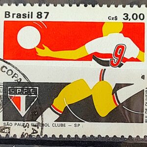 C 1560 Selo Clubes de Futebol Sao Paulo 1987 Circulado 1