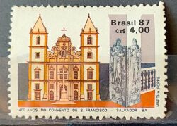 C 1563 Selo 400 Anos Convento de Sao Francisco Salvador Bahia Religiao Igreja 1987