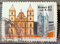 C 1563 Selo 400 Anos Convento de Sao Francisco Salvador Bahia Religiao Igreja 1987 Circulado 1