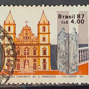 C 1563 Selo 400 Anos Convento de Sao Francisco Salvador Bahia Religiao Igreja 1987 Circulado 2