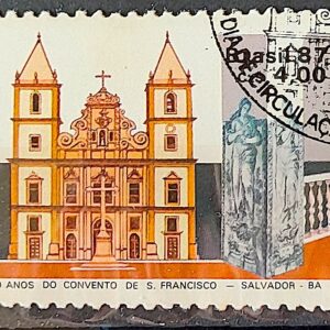 C 1563 Selo 400 Anos Convento de Sao Francisco Salvador Bahia Religiao Igreja 1987 Circulado 3