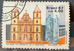 C 1563 Selo 400 Anos Convento de Sao Francisco Salvador Bahia Religiao Igreja 1987 Circulado 4