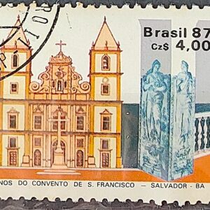 C 1563 Selo 400 Anos Convento de Sao Francisco Salvador Bahia Religiao Igreja 1987 Circulado 4