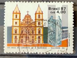 C 1563 Selo 400 Anos Convento de Sao Francisco Salvador Bahia Religiao Igreja 1987 Circulado 5