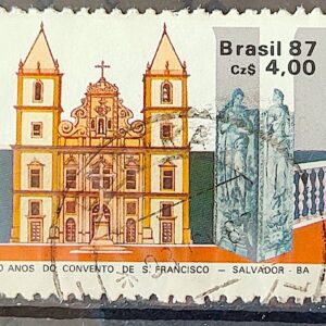 C 1563 Selo 400 Anos Convento de Sao Francisco Salvador Bahia Religiao Igreja 1987 Circulado 5