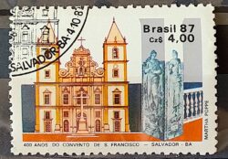 C 1563 Selo 400 Anos Convento de Sao Francisco Salvador Bahia Religiao Igreja 1987 Circulado 7