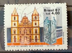 C 1563 Selo 400 Anos Convento de Sao Francisco Salvador Bahia Religiao Igreja 1987 Circulado 8