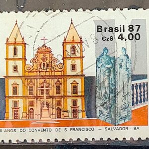 C 1563 Selo 400 Anos Convento de Sao Francisco Salvador Bahia Religiao Igreja 1987 Circulado 8
