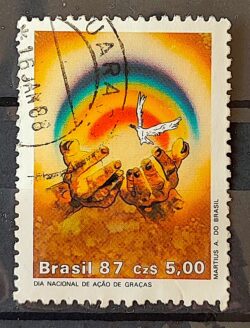 C 1567 Selo Dia de Acao de Gracas Religiao 1987 Circulado 2