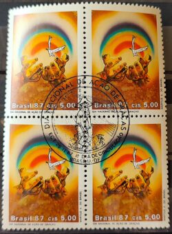 C 1567 Selo Dia de Acao de Gracas Religiao 1987 Quadra CBC Brasilia