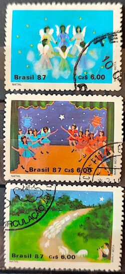 C 1568 Selo Natal Religiao 1987 Serie Completa Circulado 1